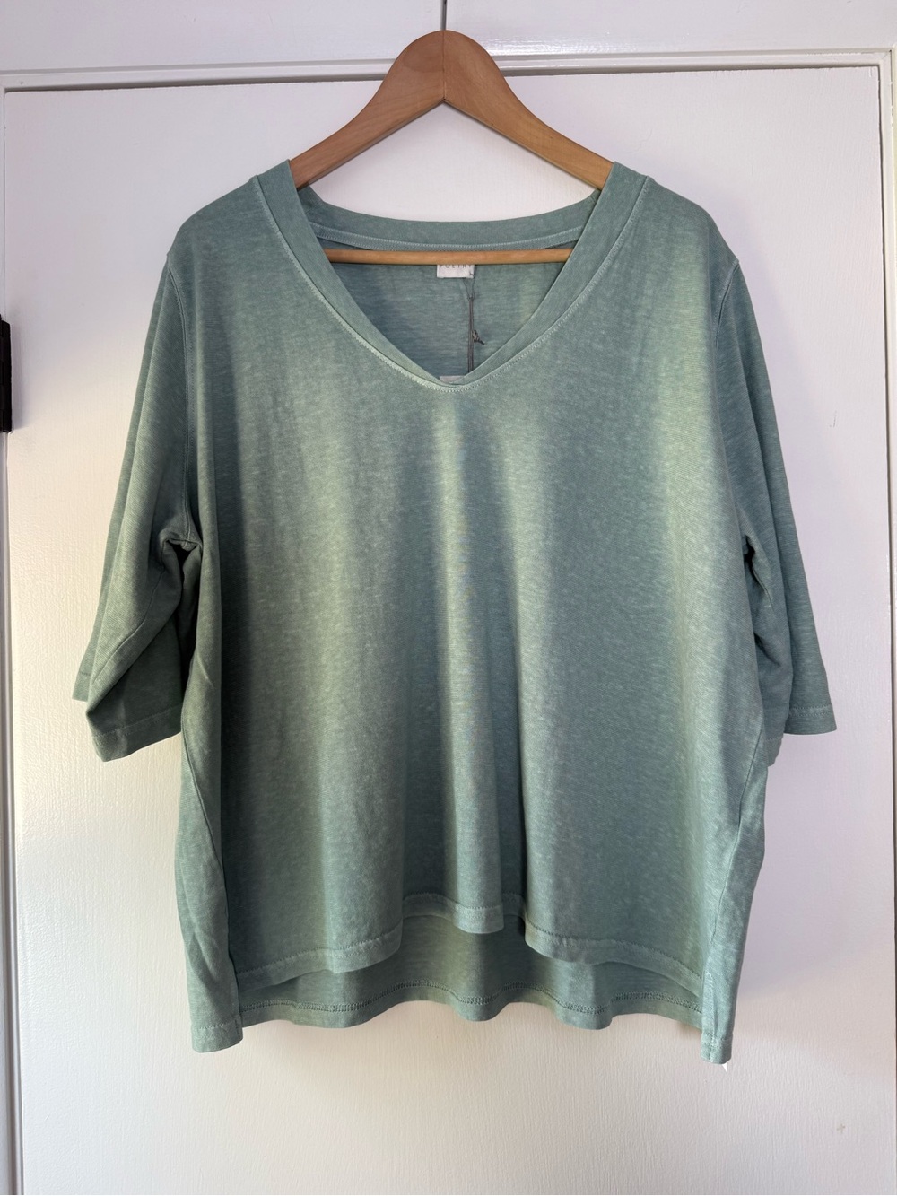 🆕 Poetry Organic Cotton Hemp V-Neck Tee Lightweight Beachy Coastal Lagenlook
